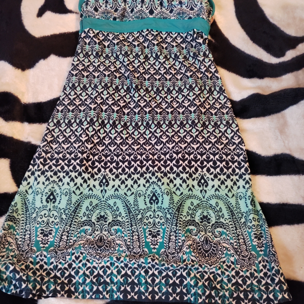Athleta Teal and Black Patterned Dress